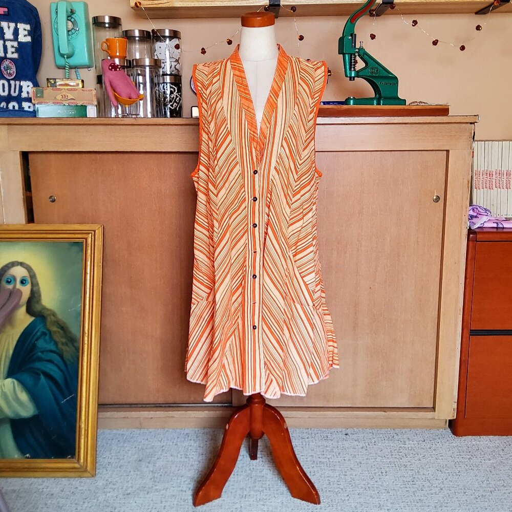 Cynthia Ashby Gorgeous Linen Trapeze Vest Layering Huge Pockets Size M